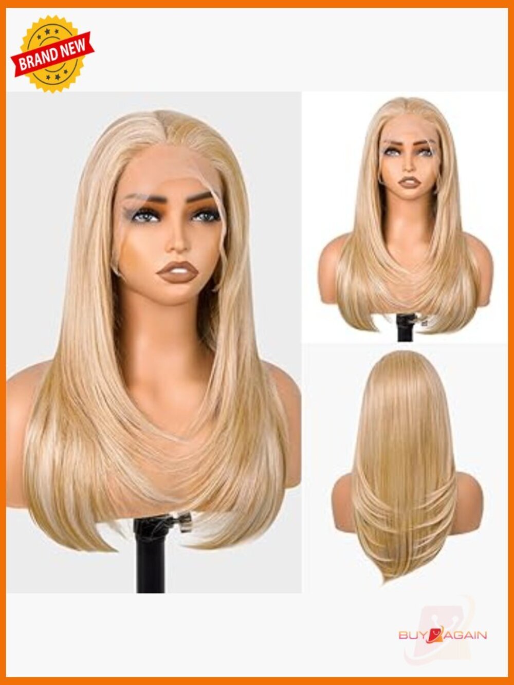 13x6 Lace Front Wig Pre Plucked Synthetic Hair Glueless Highlight Long Layered